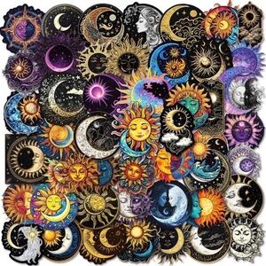 50 Celestial Sun & Moon Stickers Colorful Astrology Lunar Solar